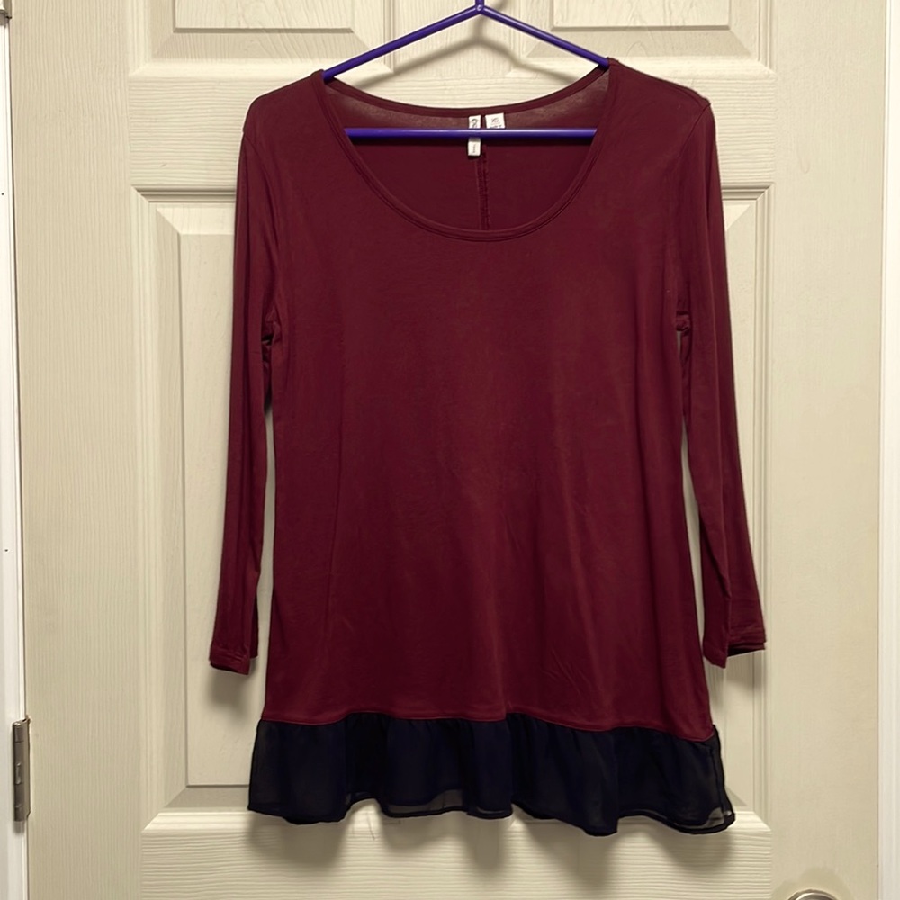 Burgundy 3/4 Sleeve Top